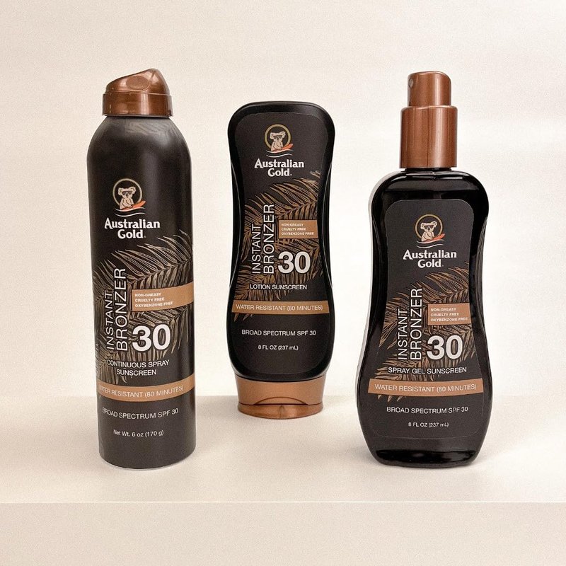 Australian Gold Sunscreen Lotion with Instant Bronzer, Broad Spectrum, Water Resistant, Non-Greasy, Oxybenzone Free, Cruelty Free, SPF 30, Coconut, 8 Fl Oz (A70902) (Pack of 3)