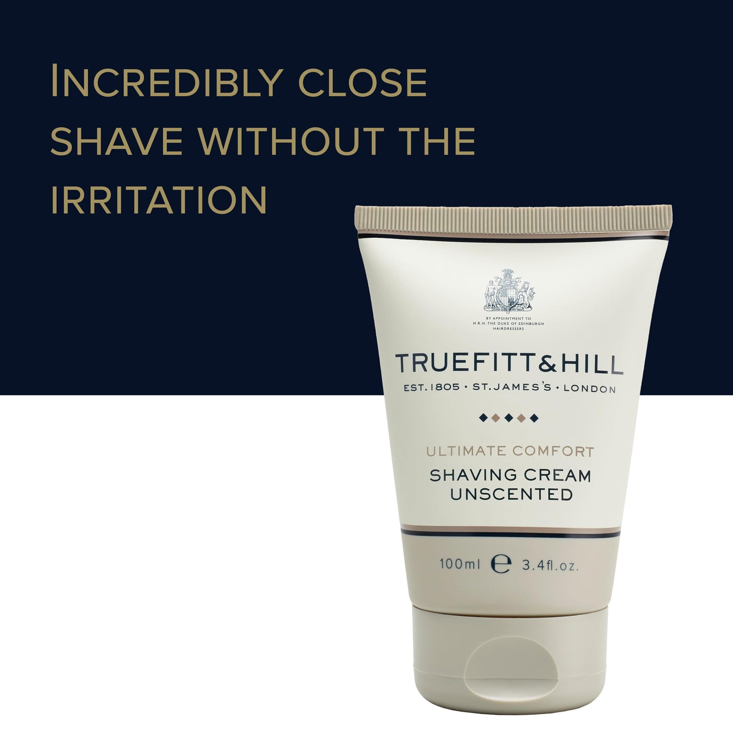 Truefitt & Hill Ultimate Comfort Shaving Cream Tube for Men, Unscented, 3.4 oz.
