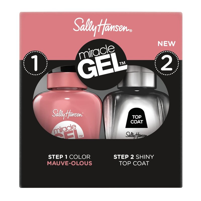 Sally Hansen Miracle Gel - Mauve-olous Nail Polish Duo | Long-Lasting Gel-Like Formula, No UV Lamp Needed