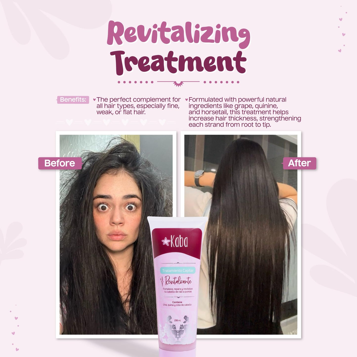 D'Luchi Kaba Revitalizing Hair Treatment with Grapes, Cinchona and Horsetail for Thicker & Fuller Hair, Moisturizing and Restoring Hair Treatment - 7.8 Oz