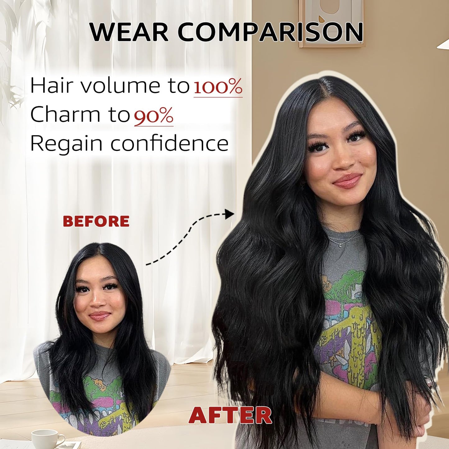 SAFIRENY Wire Hair Extensions Fish Line Hair Extensions Ash Brown to Platinum Blonde Extensions, Invisible Hair Extensions Real Human Hair 14inch 70g Adjustable Size Hair Extensions(#8T/60-14inch)