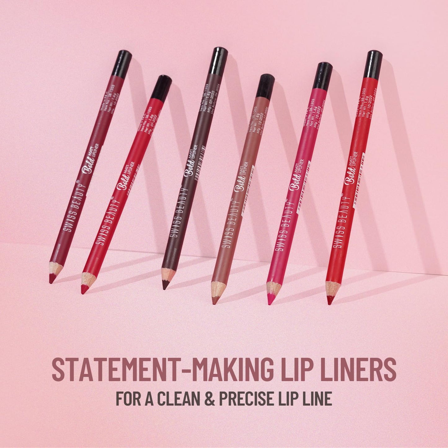 SWISS BEAUTY Bold Matt Lip Liner | Long-lasting |Matte Finish | Non-drying | Shade-02, 1.6gm