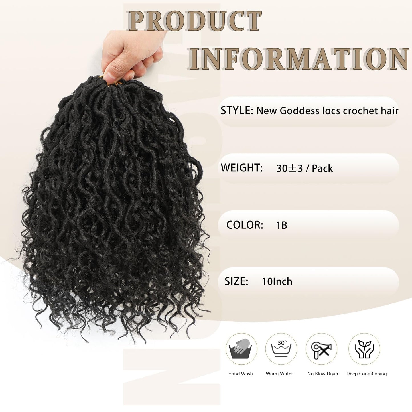 Molleas Goddess Locs Crochet Hair 10inch,9 Pakcs Boho Locs Crochet Hair,Faux Locs Crochet Hair for Black Women,Soft Locs With Curly Ends Pre Looped Crochet Braids(10inch(pack of 9),1B#)