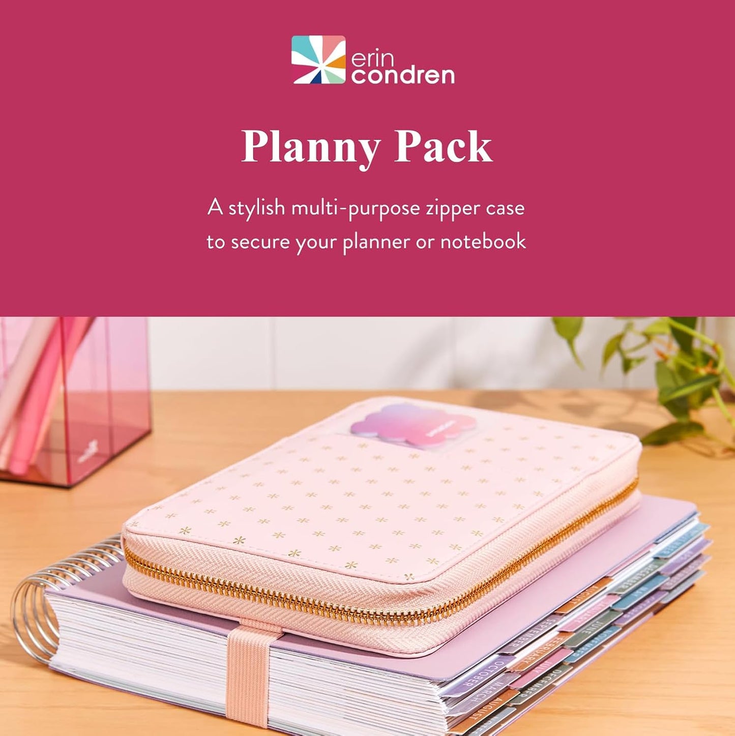 Erin Condren Ultimate Planner Accessory Pouch - Vegan Leather Organizer with Inside Pockets & Extended Zipper | Perfect for Planners