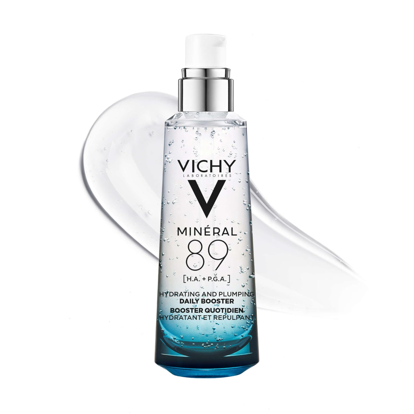 Vichy Mineral 89 Booster, Pure Hyaluronic Acid Serum for Face with Polyglutamic Acid for Skin Barrier Repair, Plumps & Hydrates, Lightweight Hydrating Serum, Oil-Free, Non-Sticky, 2.53 Fl Oz
