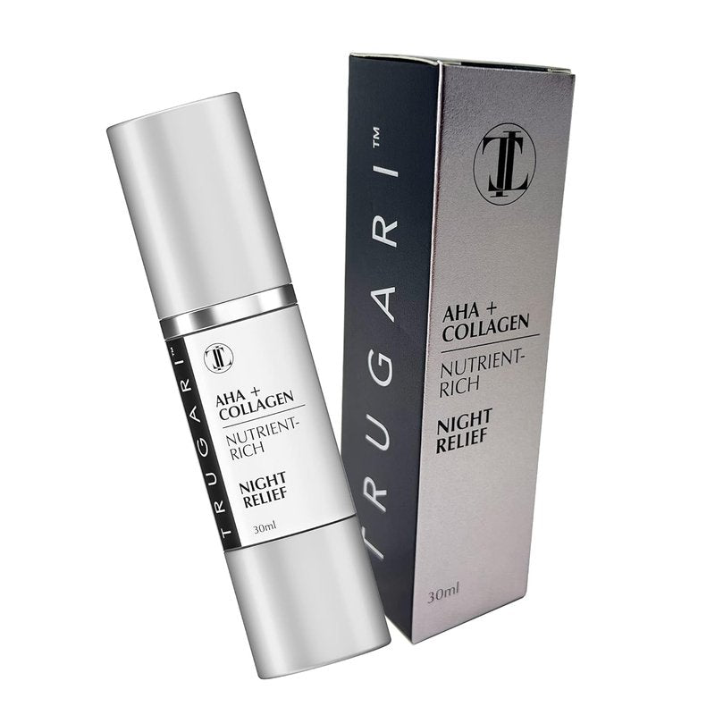 Facial Night Serum - AHA & Collagen Anti-Aging Formula with Vitamins C, B, E | Nutrient-Rich Skincare