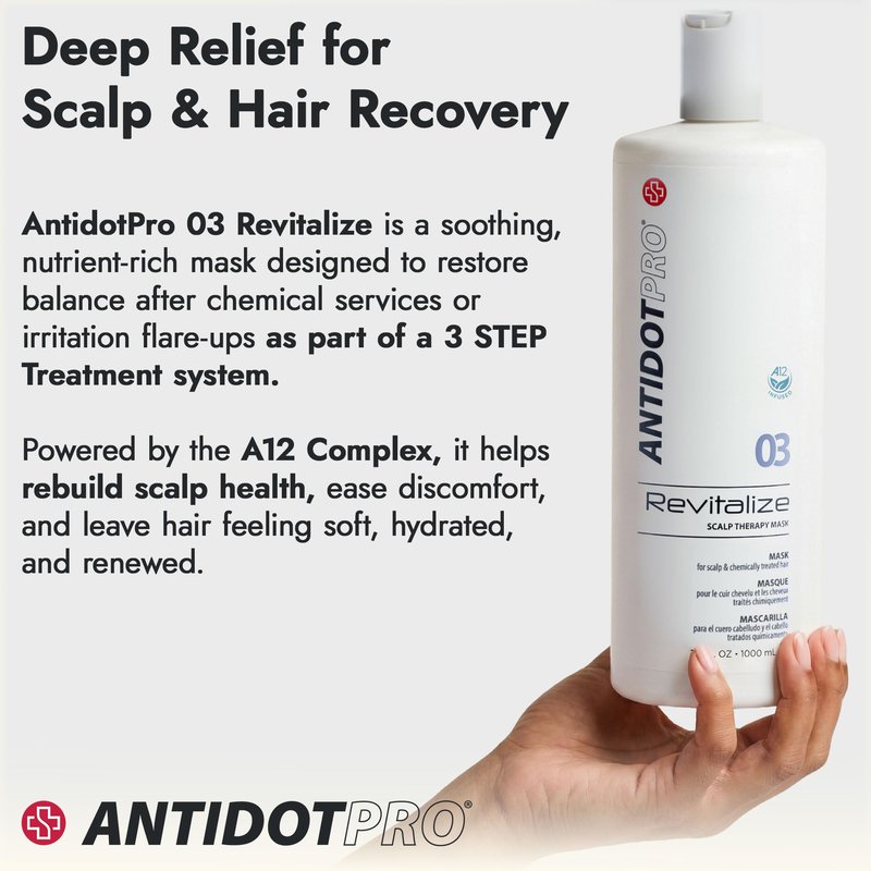 Antidotpro 03 Revitalize Hair Mask – Revitalizing Scalp Mask for Dandruff, Itchy Scalp, Redness, Irritation, and Contact Dermatitis - Professional Hair Products - 1000ml