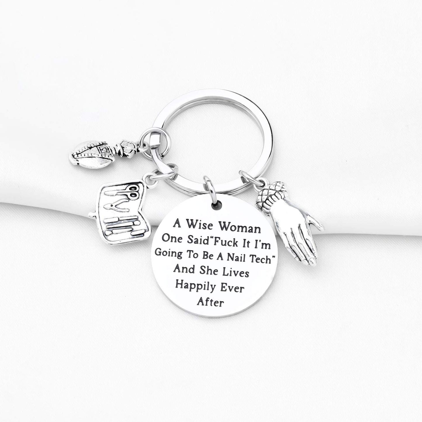 TGBJE Nail Technician Gift Manicurist Gift A Wise Woman Going to Be A Nail Tech and She Lived Happily Ever After Nail Tech Jewelry Nail Tech Keychain Nail Artist Gift (wise nail tech)