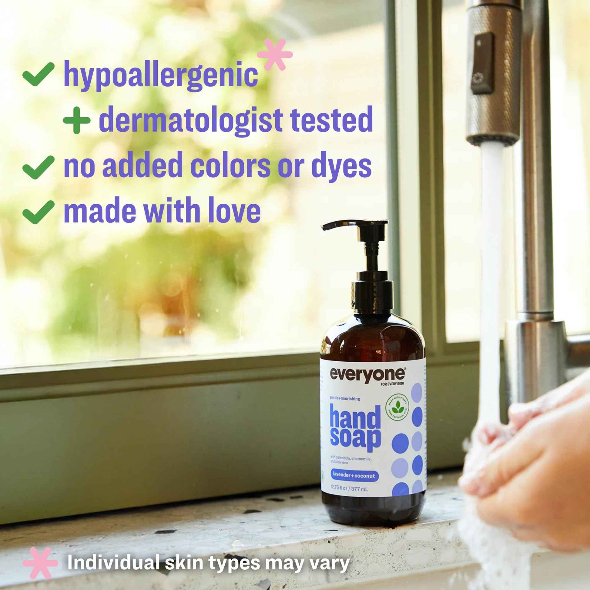 Everyone Liquid Hand Soap, 12.75 Ounce (Pack of 3), Lavender and Coconut, Plant-Based Cleanser with Pure Essential Oils