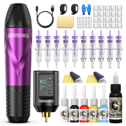 1,500mAh Power Supply Wormhole Tattoo Gun Tattoo Kit Wireless Tattoo Practice Gun Kit Wireless Tattoo Machine Kit Rechargeable Cordless Tattoo Power Supply