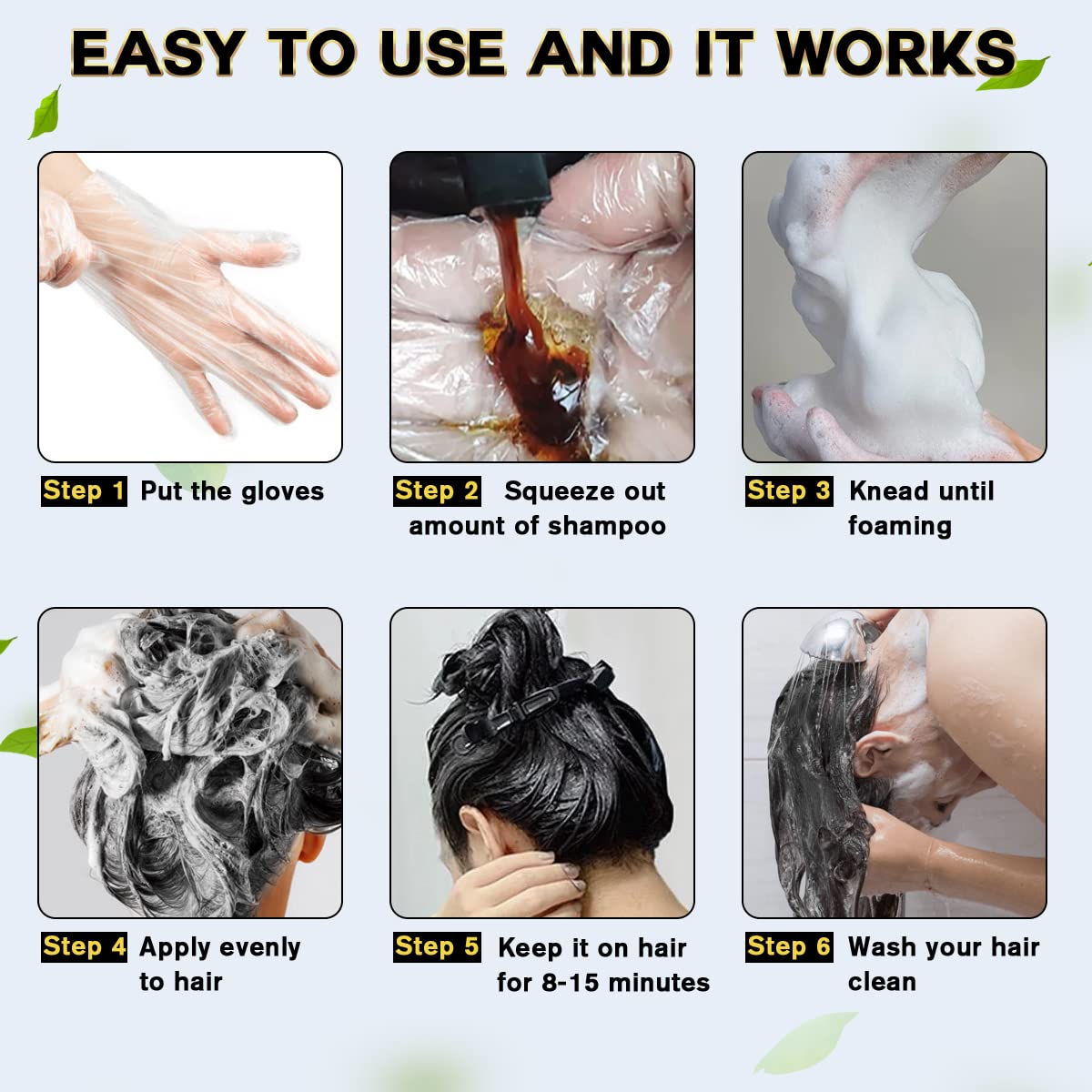 cosmpro Hair Dye Shampoo Chestnut Brown Hair Color Shampoo for Gray Hair Coverage Hair Dye Shampoo 3 in 1 for Men and Women, Instant Color Shampoo