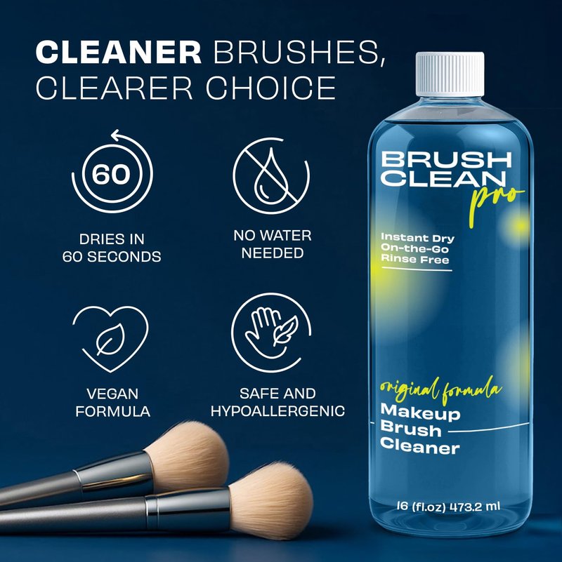 Makeup Brush Cleaner – Quick-Dry, Rinse-Free Formula, 16 oz (2 Pack of 16 oZ)