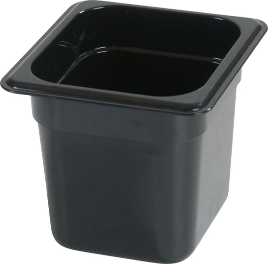 Carlisle FoodService Products Storplus 1/6-Size Plastic Food Pan, Food Storage Container, for Catering, Buffets, Restaurants, Polycarbonate, 1/6 Size, 6 Inches Deep, Black