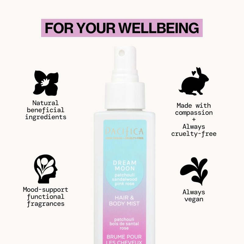 Pacifica Hair Perfume & Body Fragrance Mist - Dream Moon Scent with Vanilla, Almond & Spices | Alcohol-Free, Vegan, 6.5 oz