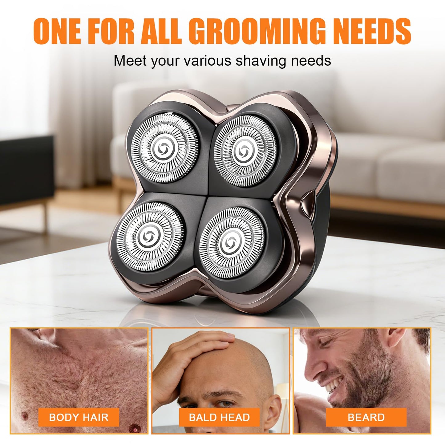 Replacement Blade Shaver PRO 4 Head for Electric Shaver Compatible with Skull Pitbull, Butterfly Kiss PRO & Palm Shavers with 3 Cleaning Brush (3Pack)