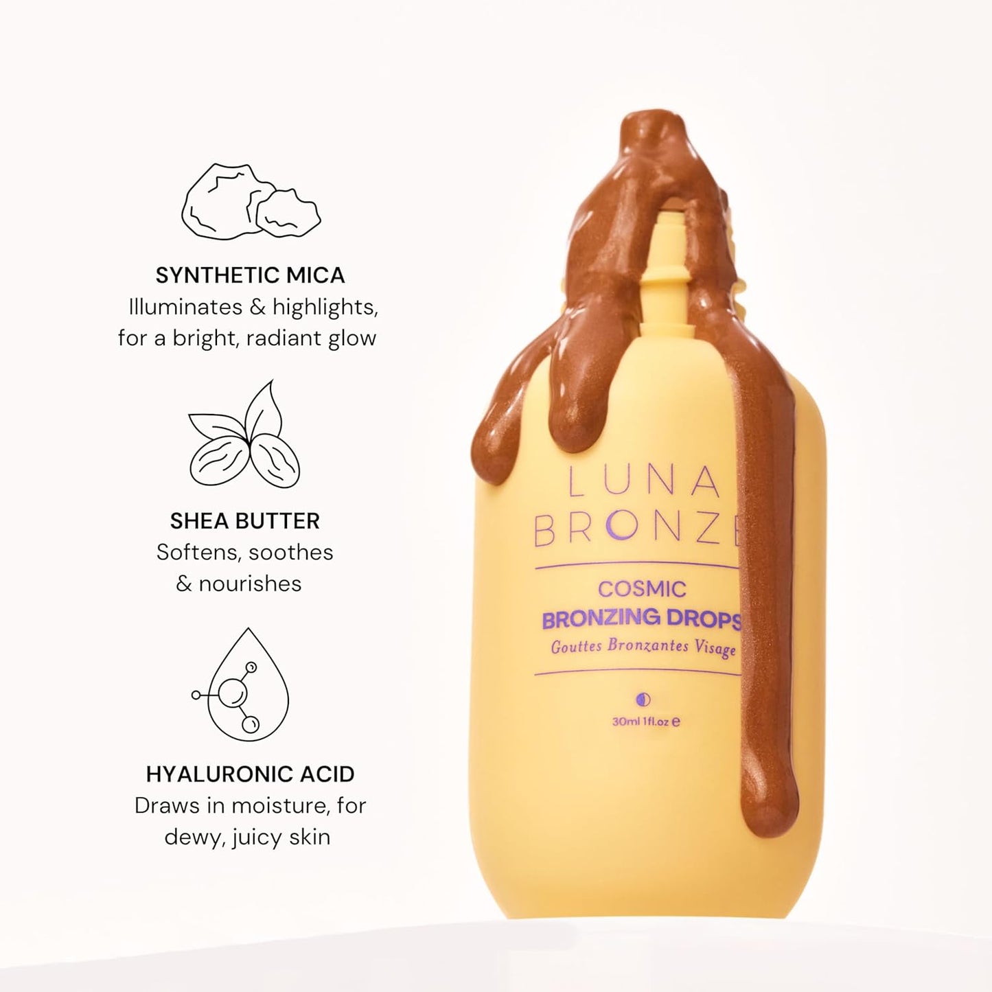 Luna Bronze Cosmic Bronzing Drops - Hydrating Liquid Bronzer & Illuminator | Vegan, Non-Greasy (30ml)