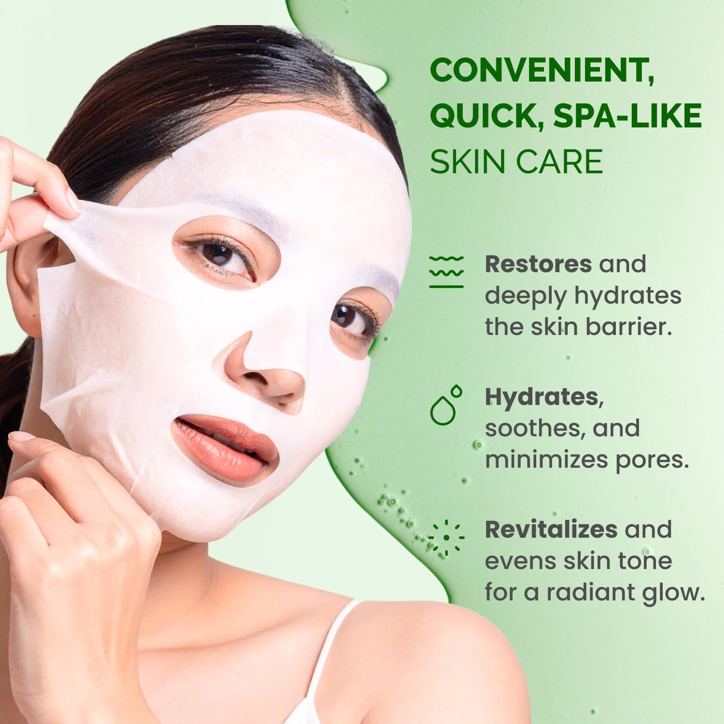 PLANTIFIQUE Korean Sheet Mask 10 Pack Variety Set - Hydrating Face Masks with Hyaluronic Acid - Soothing, Firming, Even Toning - Mascarillas Faciales