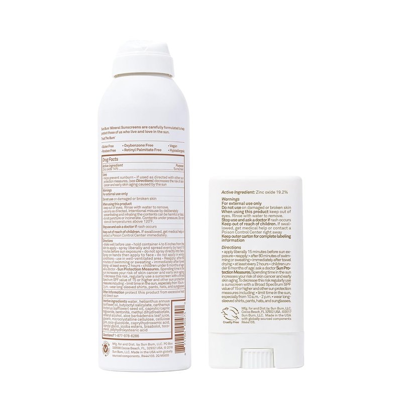 Sun Bum Mineral SPF 30 Sunscreen Spray & SPF 50 Face Stick - Vegan, Reef Friendly, Broad Spectrum Protection, 2 Count