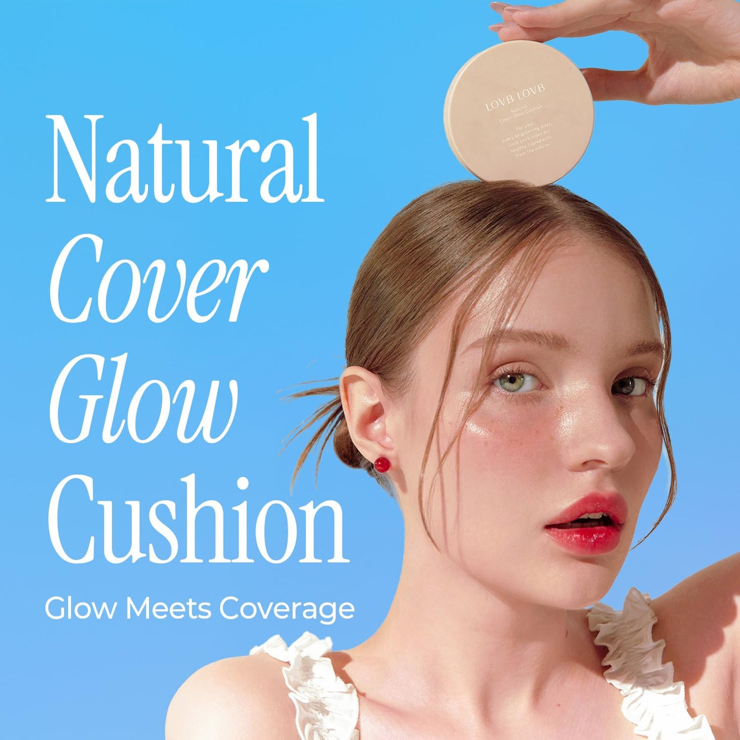 LOVB LOVB Natural Cover Glow Cushion Foundation | Satin Radiant Finish | Korean Foundation Makeup | Long-Lasting Natural Coverage | for All Skin Types 0.42 oz. (23N Natural Beige)