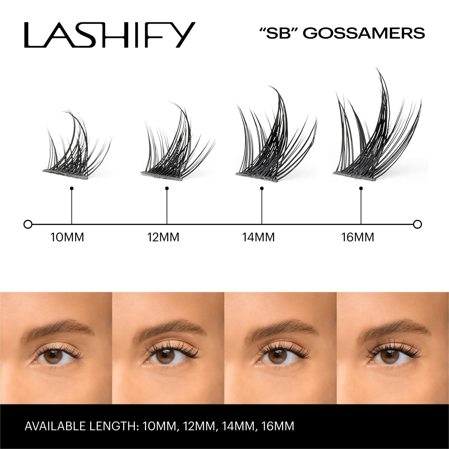 Lashify Star Burst 12mm Gossamer DIY Eyelash Extensions Refill, The Ultimate Multi-Length Multi Layered Lash, Black, Easy False Lashes