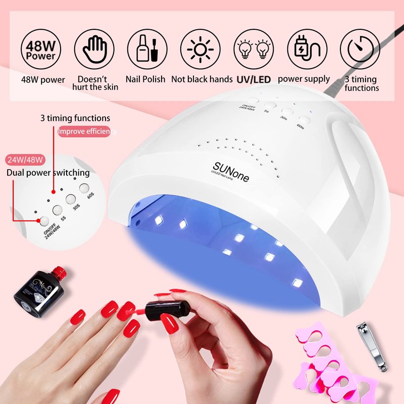 MeiBoes Gel Nail Polish Kit with 48W UV Lamp, 22pcs nail polish with Base Coat and Top coat, 6 Colors Extension Poly Nail Gel set，Nail Drill & More,Professional Manicure Tool for Home DIY Salon