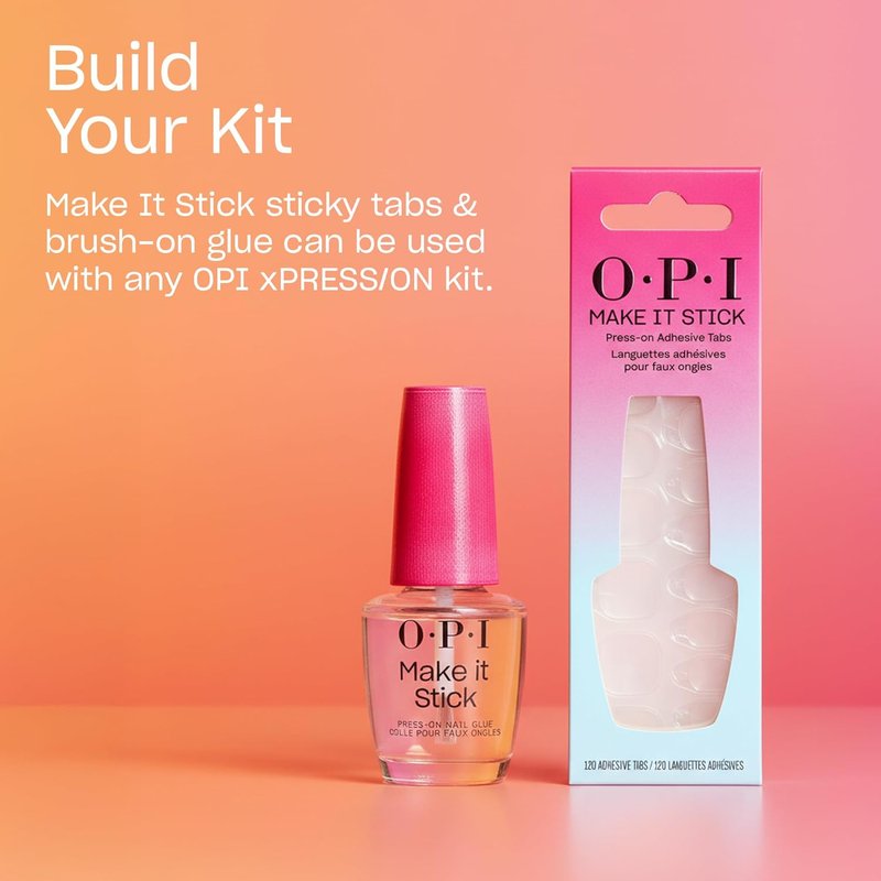 OPI Nail Adhesive Glue & Press-On Tabs - Up to 14 Days Wear | Fast-Drying, Vegan Formula