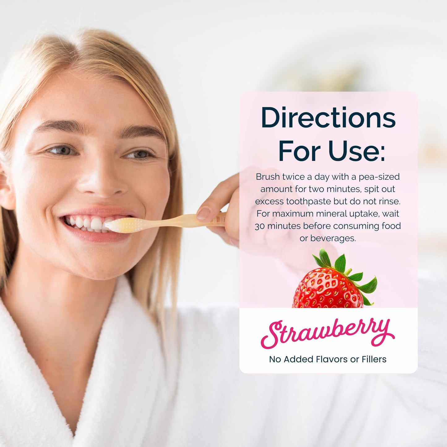 Dr. Jen Fluoride Free Toothpaste with 10% Premium Nano Hydroxyapatite, Xylitol & Glycerin, Remineralizing Daily Oral Care for Sensitive Teeth, Travel Essentials, Strawberry, 1 Pack