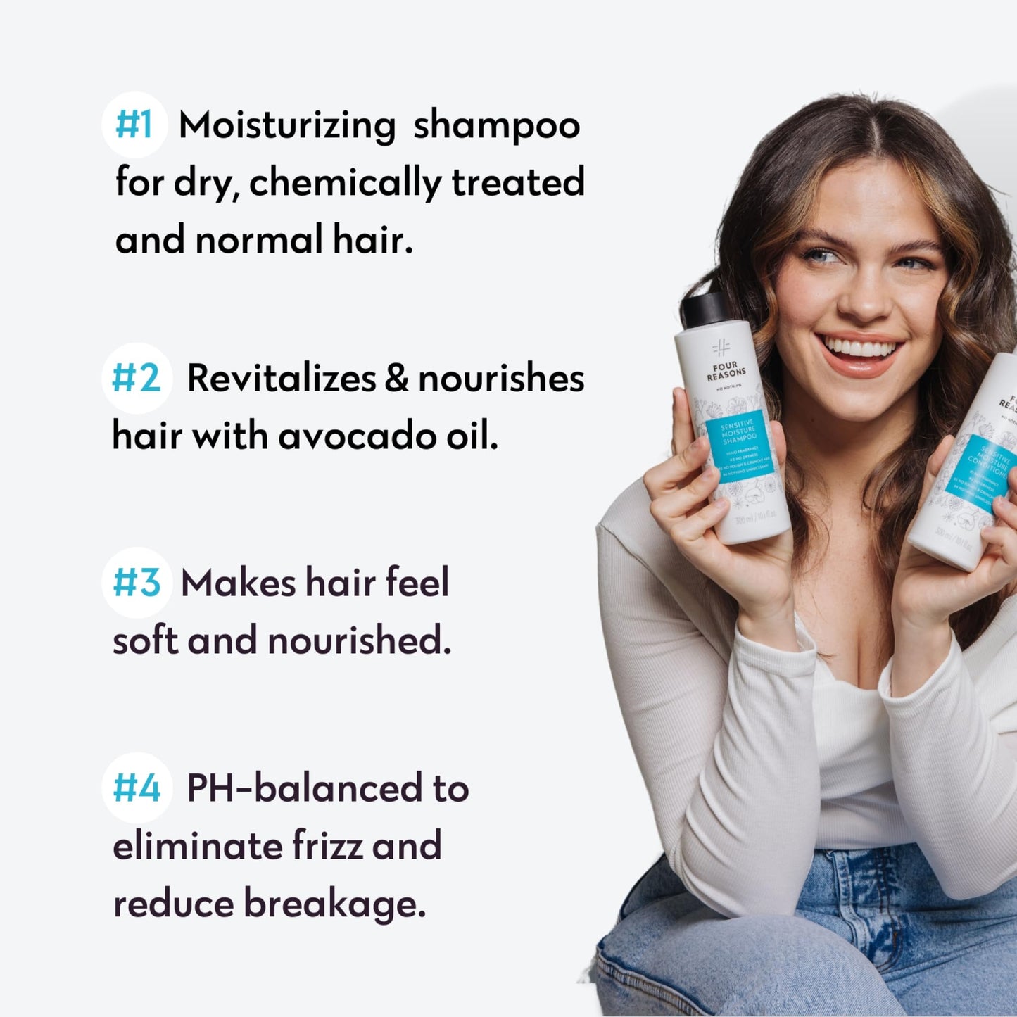 No nothing Moisture Shampoo - Fragrance Free Moisturizing Shampoo for Dry Hair & Sensitive Scalp - Hydrating, Hypoallergenic Hair Shampoo for Women with Avocado Oil - Vegan, Paraben Free, 10.1 Fl Oz