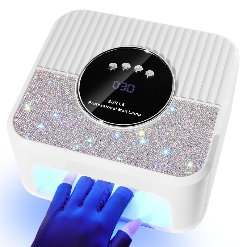 LIMEGIRL UV LED Nail Lamp Kit for Gel Polish Professional Fast Curing White Dryer Light Set with Protection Gloves Nail Art Cure Machine for Manicure Pedicure at Home and Salon