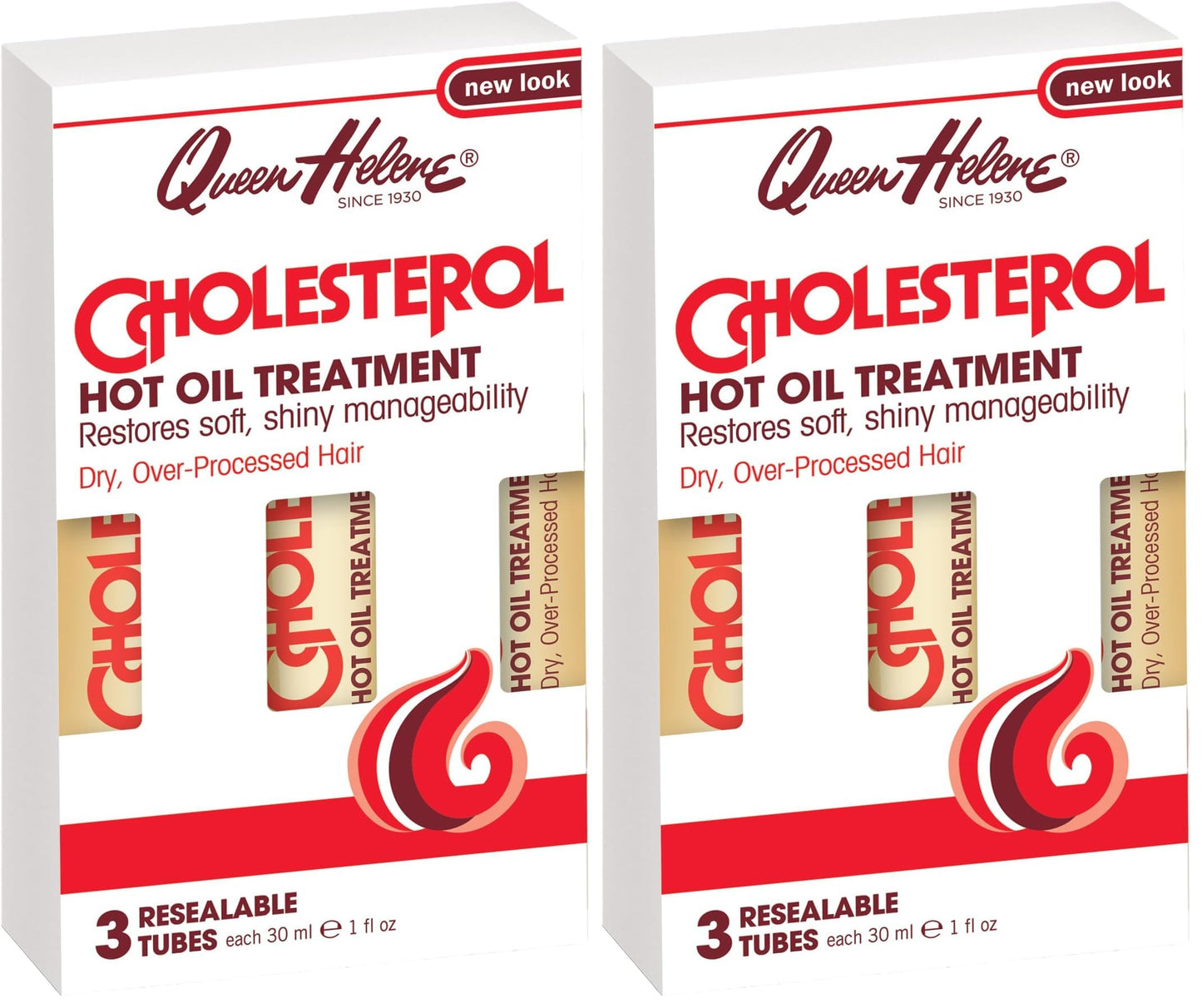 Queen Helene Cholesterol Hot Oil Treatment in Resealable Tubes, 3-1 fl oz (29.57 ml) tubes (Pack of 2)