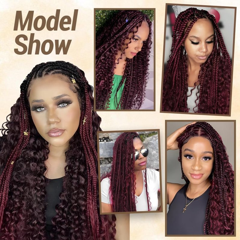 Human Braiding Hair for Boho Knotless Braids 1 Bundle 18 Inches 50g Deep Wave Bulk Human Hair for Braiding Hair Wet and Wavy 10A Brazilian Virgin Human Bohemian Hair for Braiding 99J