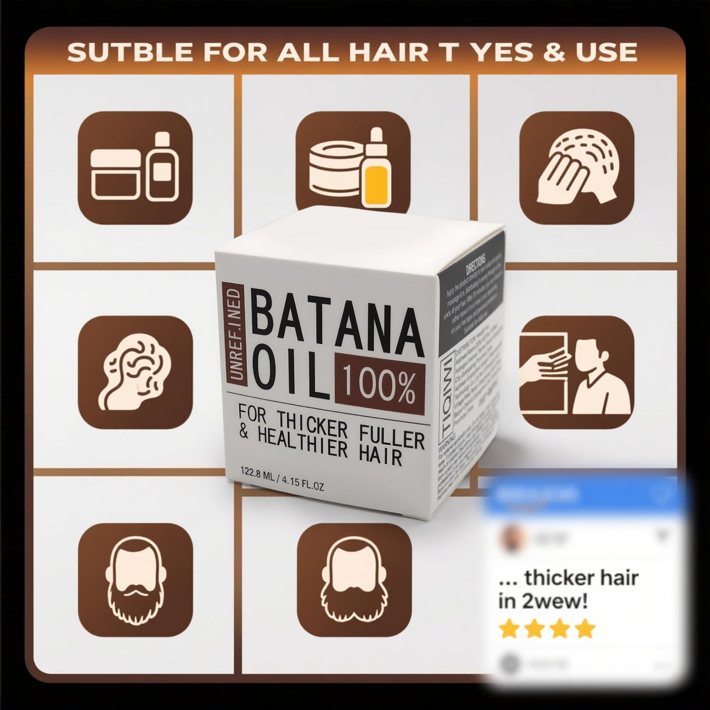 Unalakleet 100% raw batana oil for hair growth - Natural hair care with pleasant smell & good texture, also contains pumpkin seed oil & coffee for enhanced results