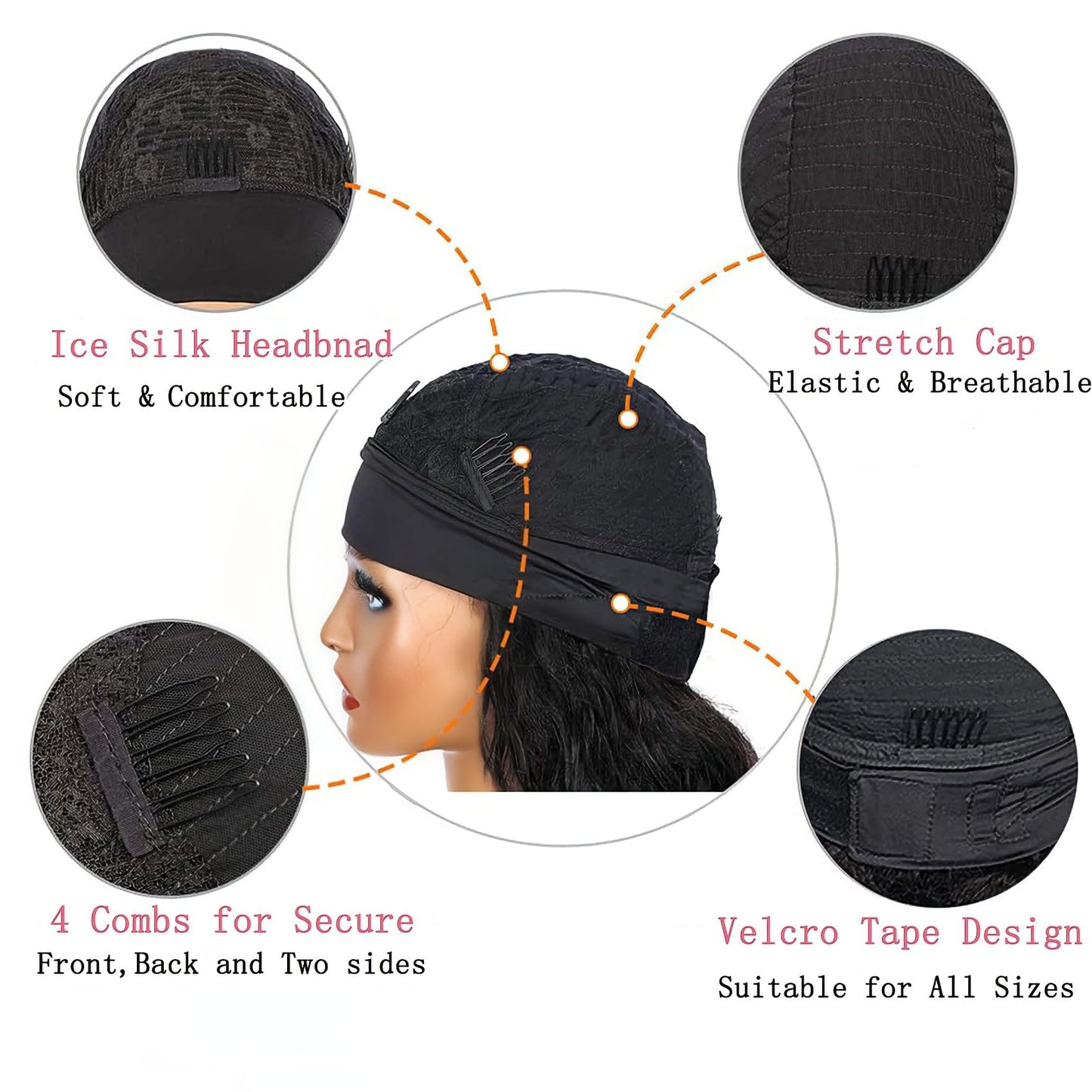 Semicaop Curly Headband Wigs 16 Inch 100% for Black Women Human Hair Glueless Wear and Go Human Hair Headband Wigs Curly 180% Density Natural Black