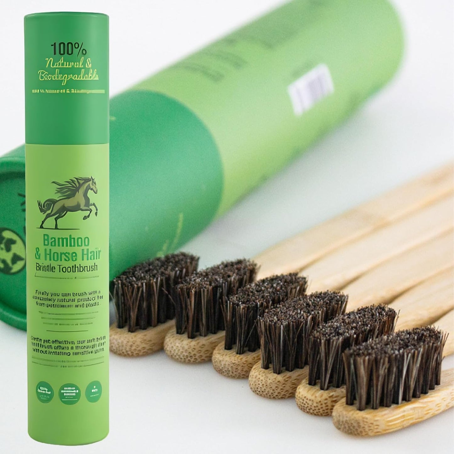 Gaia Guy Bamboo Toothbrush - Soft Natural Bristle, Biodegradable & Compostable | 6-Pack