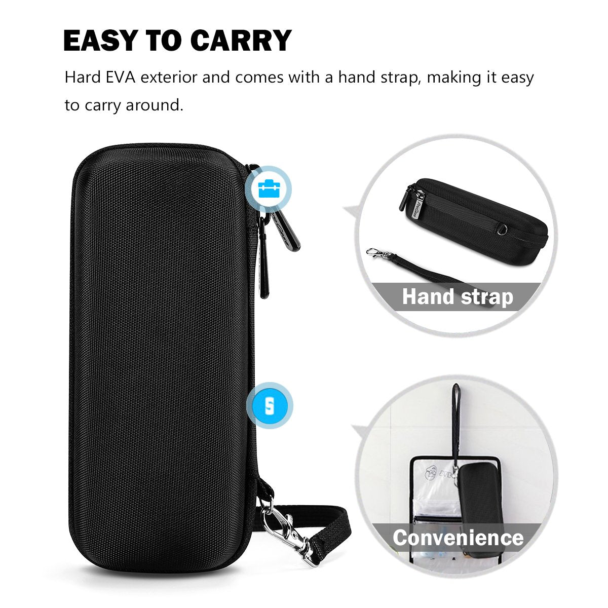 ProCase Hard Case for Electric Trimmer and Shaver, Travel Organizer Carrying Bag for QP2520 QP2530 QP2620 QP2630 -Black