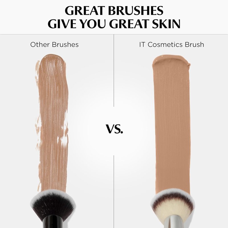 IT Cosmetics CC+ Cream SPF 50+ - Full Coverage Foundation with Natural Finish | Light Cool 1.08 fl oz & Concealer Brush #7 for Blending