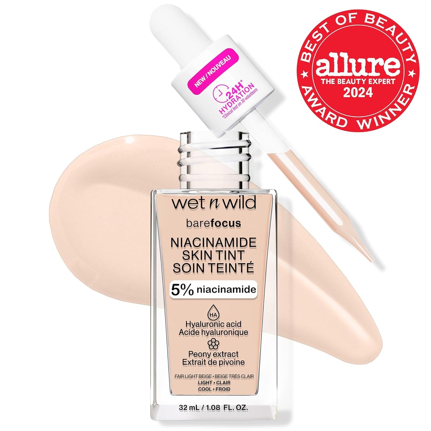 Bare Focus Skin Tint - 5% Niacinamide for Sheer Coverage | Natural Radiant Finish, Fair Light Beige