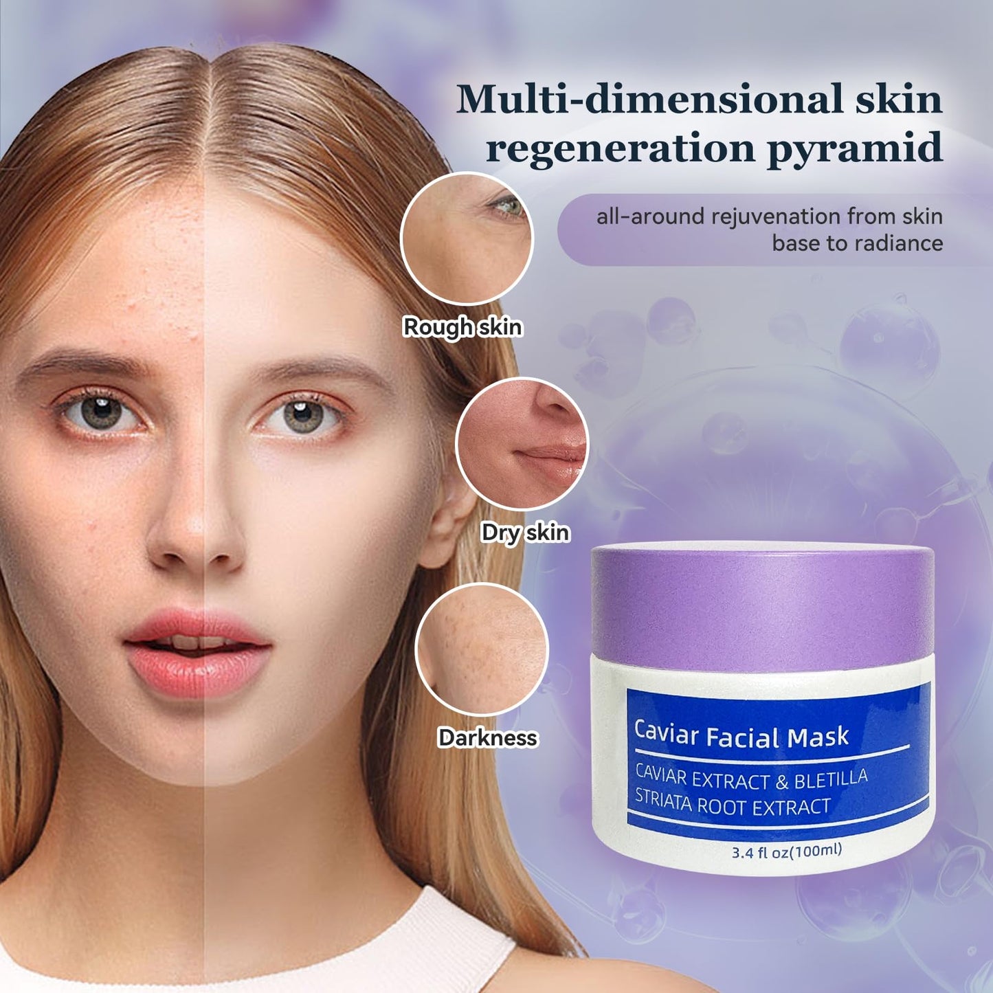 MOAGERDTD CaviarEssence Face Mask - Soothe & Replenish with Centella, Chamomile & Hyaluronic Acid. Calms Redness & Strengthens Skin Barrier for All Types (3.4 oz)