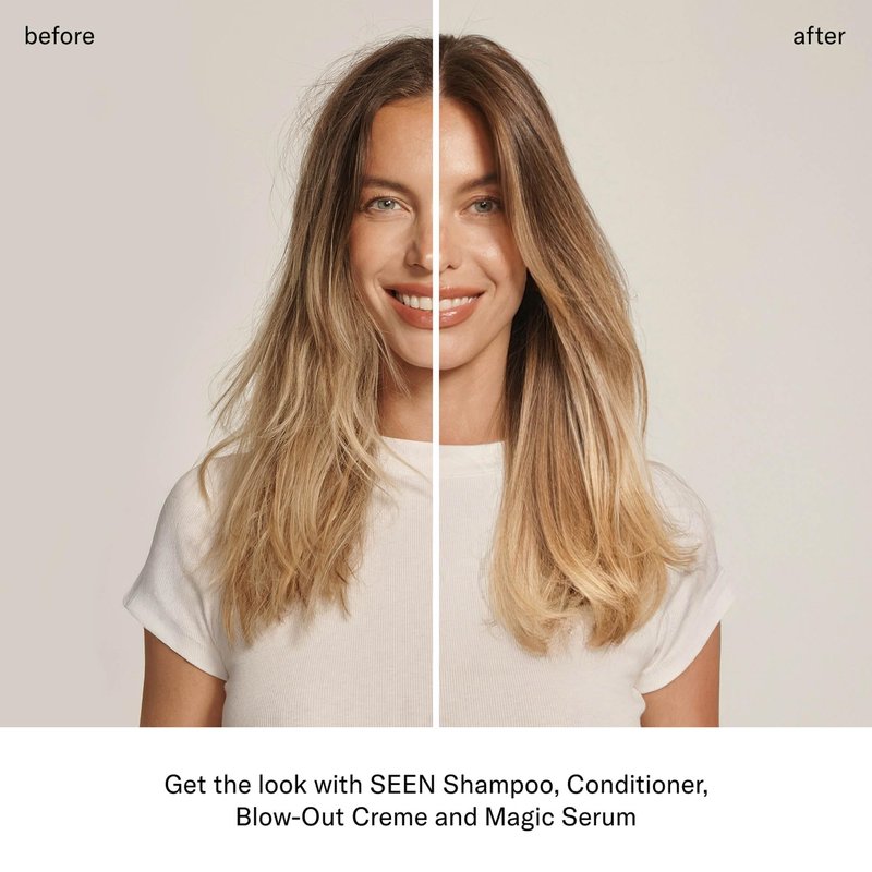 SEEN Blow-Out Creme, Fragrance Free - Non-Comedogenic Blow-Out Hair Cream - Dermatologist-Developed - Reduces Frizz- Heat Protectant- Safe for Sensitive, Eczema & Acne Prone Skin