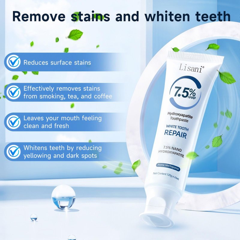 Lisani Set 2-Pack Hydroxyapatite Toothpaste for Teeth Remineralization, Enamel Repair, Sensitivity Relief & Whitening Fluoride-Free, Deep Cleaning Care, Fresh Breath