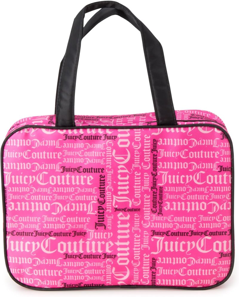 Juicy Couture Hot Pink Graffiti Makeup Bag | Travel Cosmetics Organizer for Essentials