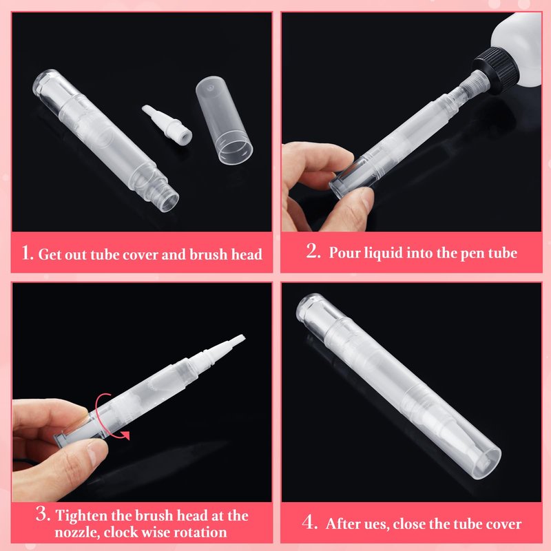 YOUNTHYE 50PCS 5ml Cuticle Oil Pen Empty Nail Oil Pen Cuticle Oil Pen Transparent Nail Oil Cuticle Pen Bulk Empty Nail Oil Pen with Brush Tip for Nail Polish, Lip Gloss, Eyelash