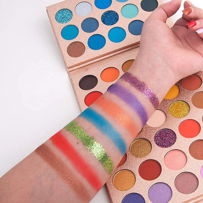 VERONNI 65 Colors Professional Eyeshadow Palette, Highly Pigmented Glitter Metallic Shimmer Matte Makeup Palettes Ultra Blendable Nude Bright color Natural board Make Up Palletes（Rose Gold）