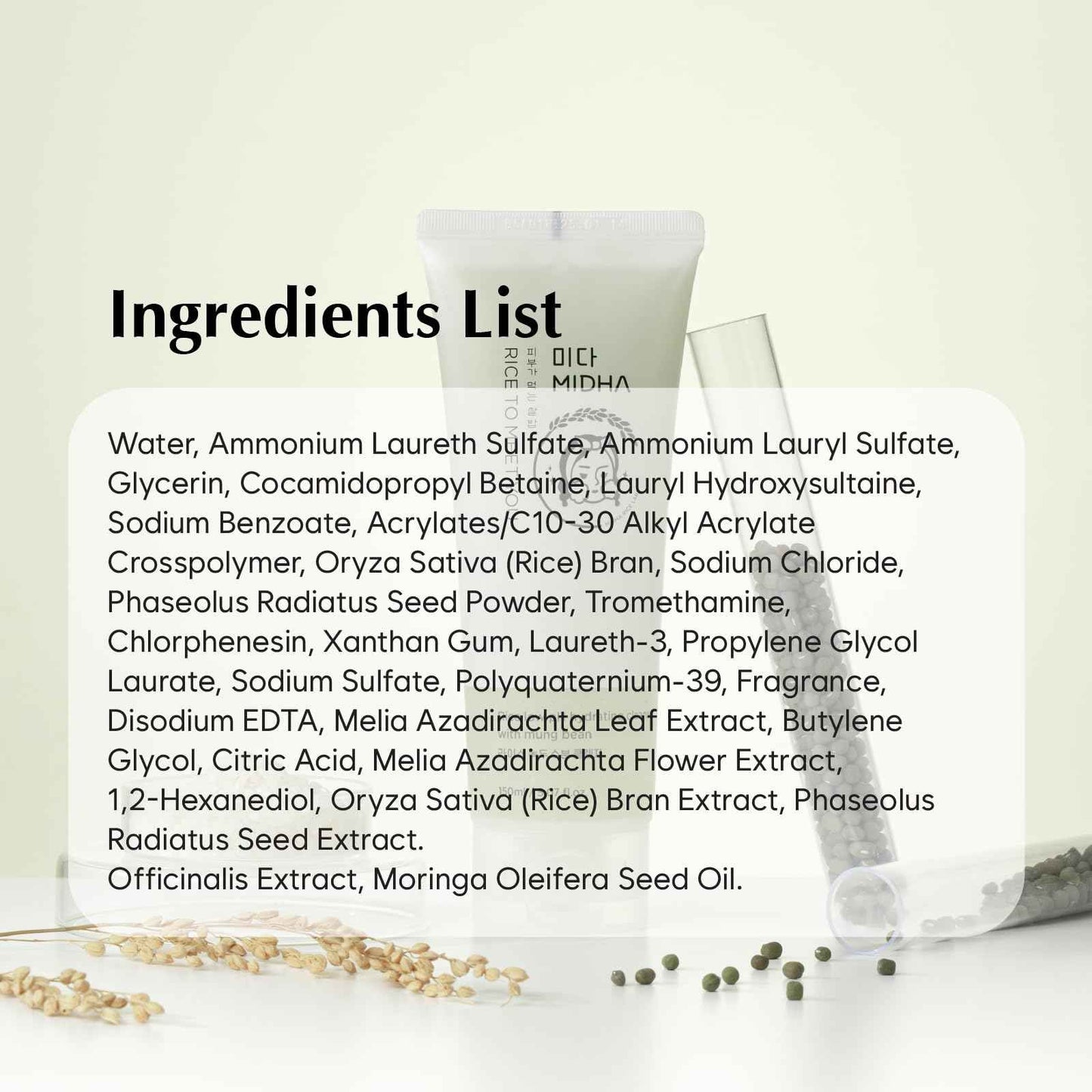 MIDHA RICE LOW PH HYDRATING CLEANSER WITH MUNG BEAN, 5.07fl.oz/150ml,Balanced pH Gel Cleanser, Hydrating, Soothing, Gentle Daily Cleanser, Deep Cleansing, Pore-Purifying, Nourishing Care