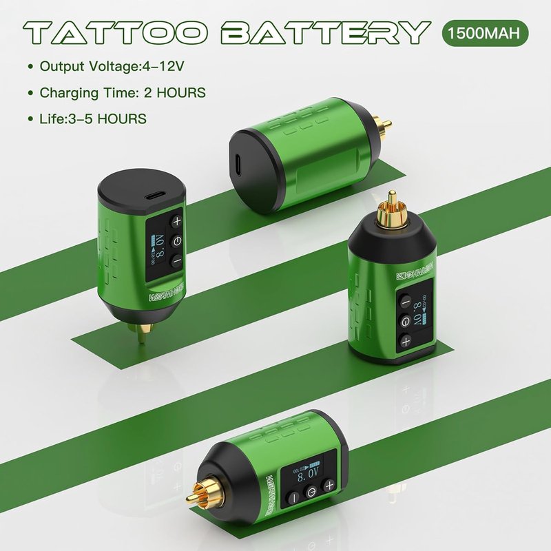 Wireless Tattoo Gun Kit - Wormhole WTK258 Professional Tattoo Pen with 1500mAh Battery, Ink & Needles