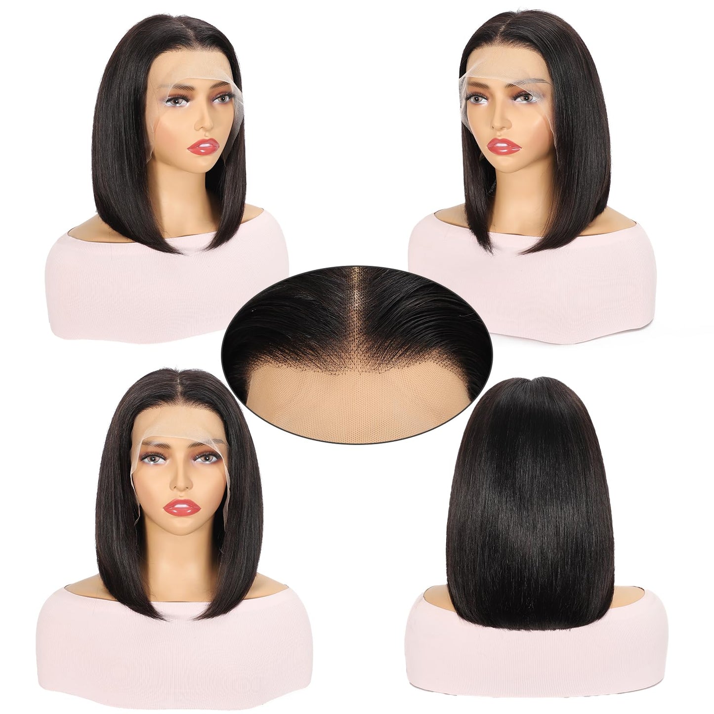 KULYMUWIG Straight Bob Wig Human Hair 13x4 HD Lace Front Wigs for Black Women 180% Density 12A Glueless Bob Wigs Human Hair Pre Plucked with Baby Hair 12 Inch Bob Human Hair Wig Natural Black