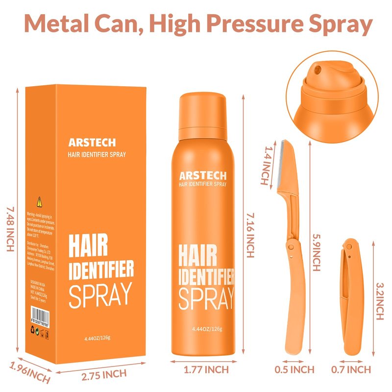 Hair Identifier Spray for Face Shaving Dermaplaning Tool Skin Body Dermaplane Spray for Women with 16 Face Razor Face Shaver Kit Facial Hair Removal Dermaplane Razor for Women Face (Orange 4 Pack)