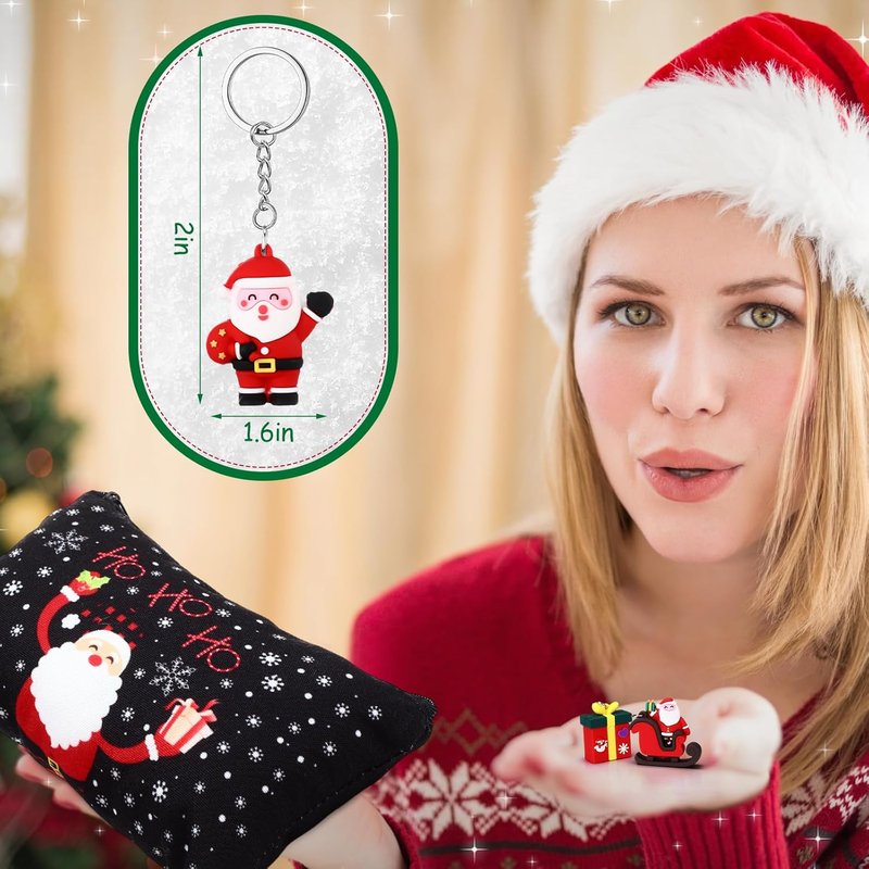 **Christmas Gift Set - 30-Piece Makeup Bags & Ornaments for Women | Santa & Snowman Designs**