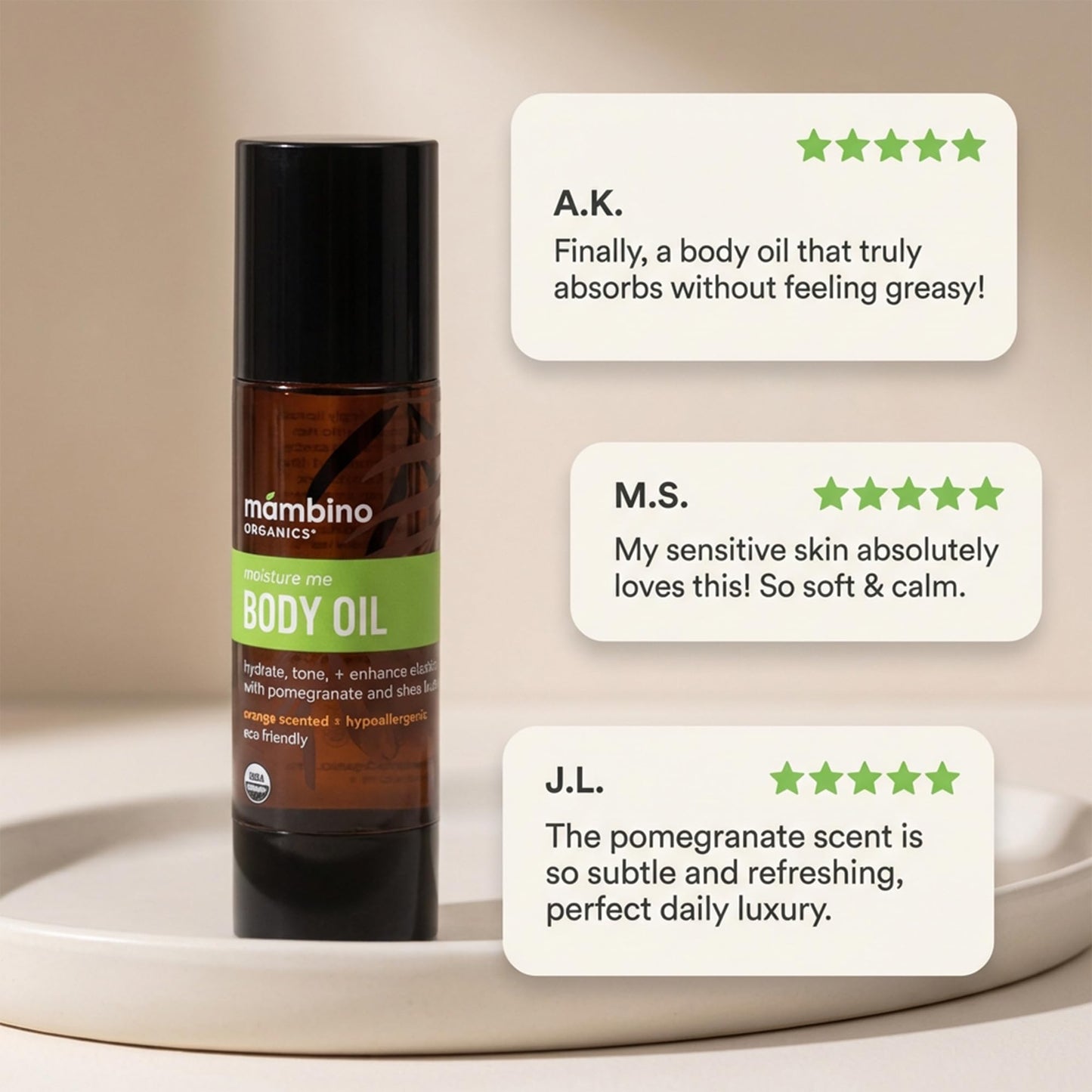 Mambino Organics Moisture Me Body Oil, Skincare Essential, Shea Butter Infused, Fast-Absorbing, Non-Greasy, Soothing Aroma, 4 fl oz, 2-Pack