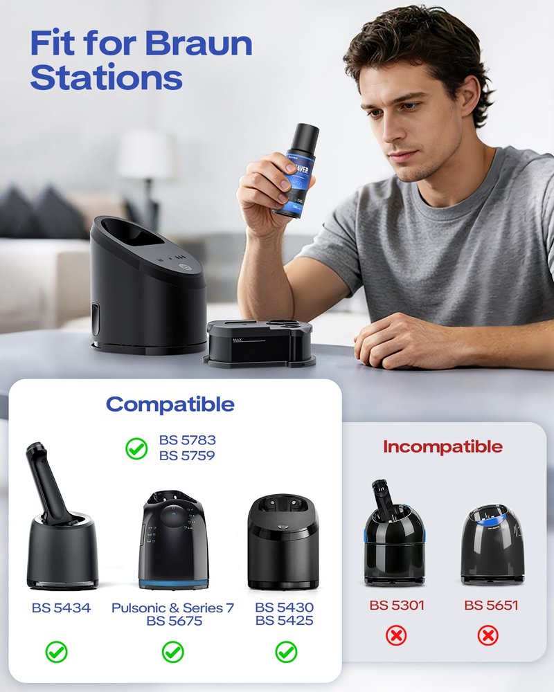 2026 New Reusable Cartridge with Refill 7 Month Supply Compatible with Braun Clean & Renew Refill Cartridge CCR, Shaver Cleaning & Care Kit with Gentle Hygienic Protection, Eco-Friendly